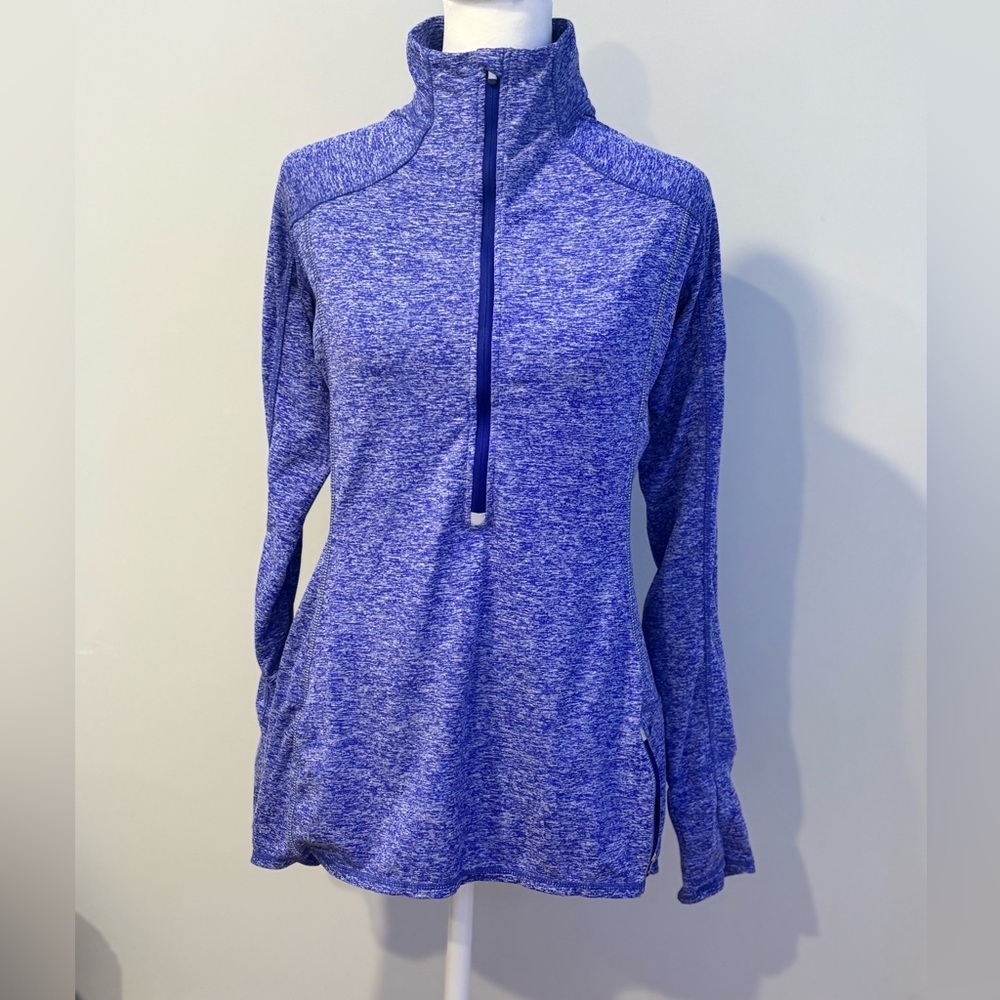 Aerie Heathered Blue Quarter-Zip Running Pullover